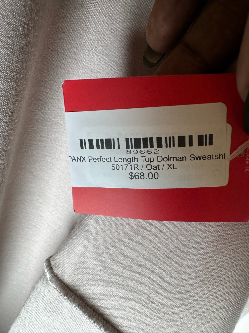 Spanx Perfect Length Top Dolman Sweatshirt Oat Beige XL New - Picture 6 of 7